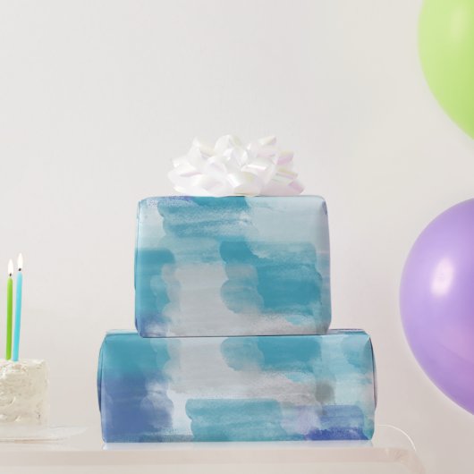 Abstracte kunst met moderne Turquoise en grijze Wa Cadeaupapier (Feestgeschenken)