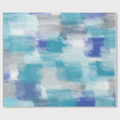 Abstracte kunst met moderne Turquoise en grijze Wa Cadeaupapier (Vlak)