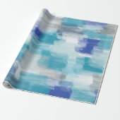 Abstracte kunst met moderne Turquoise en grijze Wa Cadeaupapier (Uitgerold)
