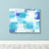 Abstracte kunst met moderne Turquoise en grijze Wa Canvas Afdruk (Insitu (Houten vloer))