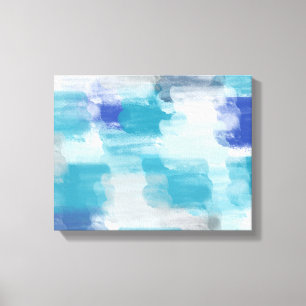 Abstracte kunst met moderne Turquoise en grijze Wa Canvas Afdruk