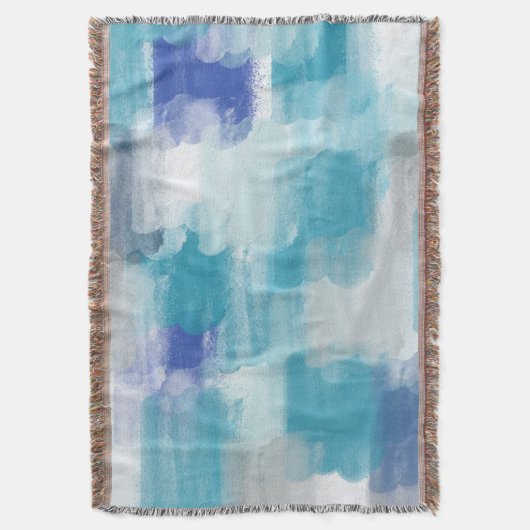 Abstracte kunst met moderne Turquoise en grijze Wa Deken (Voorkant Verticaal)