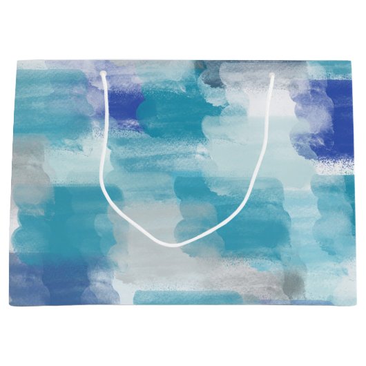 Abstracte kunst met moderne Turquoise en grijze Wa Groot Cadeauzakje (Voorkant)