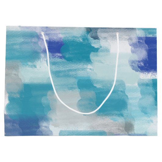 Abstracte kunst met moderne Turquoise en grijze Wa Groot Cadeauzakje (Achterkant)