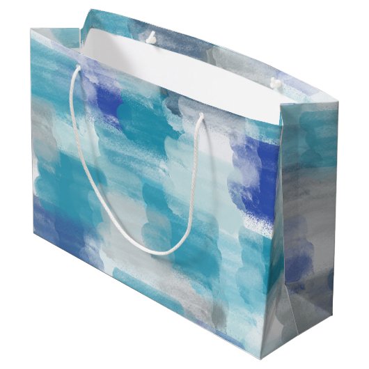 Abstracte kunst met moderne Turquoise en grijze Wa Groot Cadeauzakje (Achterkant Gekanteld)