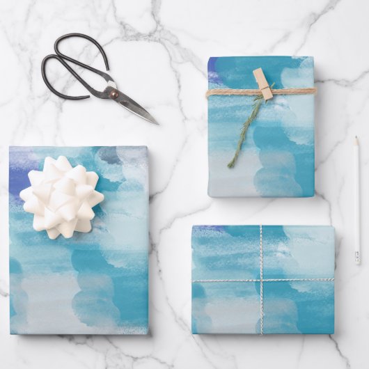 Abstracte kunst met moderne Turquoise en grijze Wa Inpakpapier Vel (Voorkant)