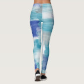 Abstracte kunst met moderne Turquoise en grijze Wa Leggings (Achterkant)