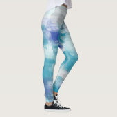 Abstracte kunst met moderne Turquoise en grijze Wa Leggings (Rechts)