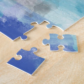 Abstracte kunst met moderne Turquoise en grijze Wa Legpuzzel (Zijkant)