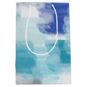 Abstracte kunst met moderne Turquoise en grijze Wa Medium Cadeauzakje (Voorkant)
