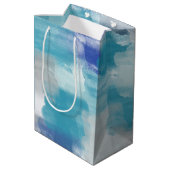 Abstracte kunst met moderne Turquoise en grijze Wa Medium Cadeauzakje (Achterkant Gekanteld)