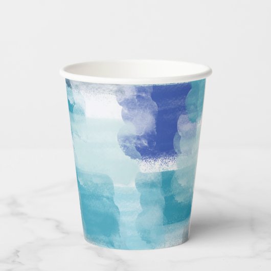 Abstracte kunst met moderne Turquoise en grijze Wa Papieren Bekers (Achterkant)