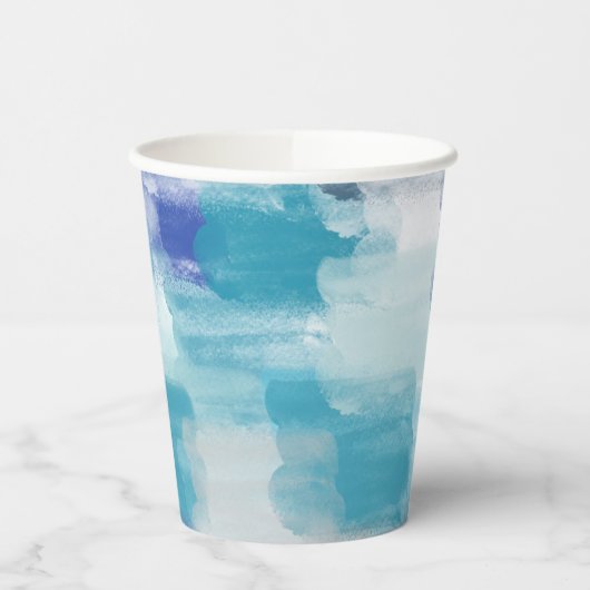 Abstracte kunst met moderne Turquoise en grijze Wa Papieren Bekers (Links)