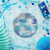 Abstracte kunst met moderne Turquoise en grijze Wa Papieren Bordje (Feest)