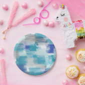 Abstracte kunst met moderne Turquoise en grijze Wa Papieren Bordje (Feest)