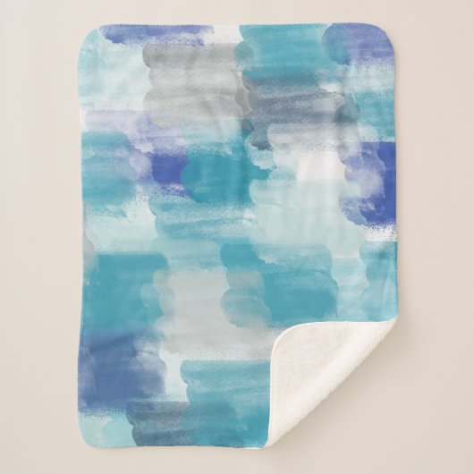 Abstracte kunst met moderne Turquoise en grijze Wa Sherpa Deken (Voorkant)