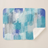 Abstracte kunst met moderne Turquoise en grijze Wa Sherpa Deken (Voorkant (horizontaal))