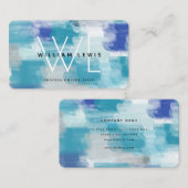 Abstracte kunst met moderne Turquoise en grijze Wa Visitekaartje (Voorkant / Achterkant)