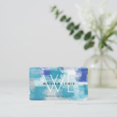 Abstracte kunst met moderne Turquoise en grijze Wa Visitekaartje (Staand voorkant)