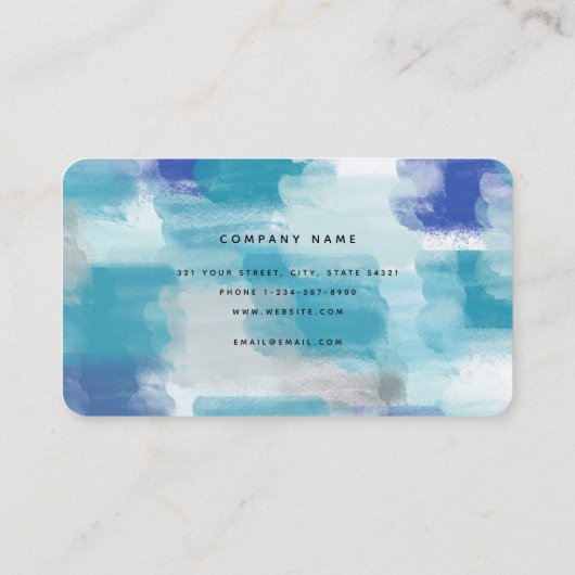 Abstracte kunst met moderne Turquoise en grijze Wa Visitekaartje (Achterkant)