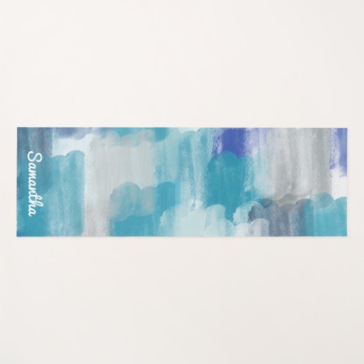 Abstracte kunst met moderne Turquoise en grijze Wa Yogamat (Voorkant (horizontaal))