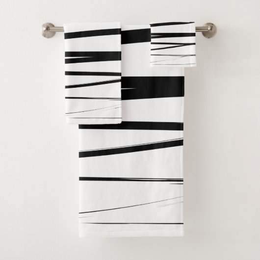 Abstracte kunst met moderne zwarte en witte lijnen bad handdoek (Insitu)