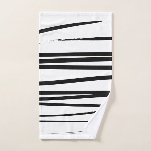 Abstracte kunst met moderne zwarte en witte lijnen bad handdoek (Handdoek)