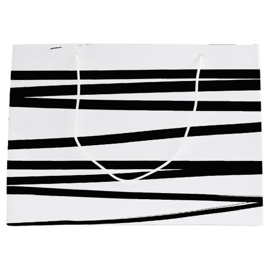 Abstracte kunst met moderne zwarte en witte lijnen groot cadeauzakje (Voorkant)