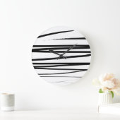 Abstracte kunst met moderne zwarte en witte lijnen grote klok (Huis)