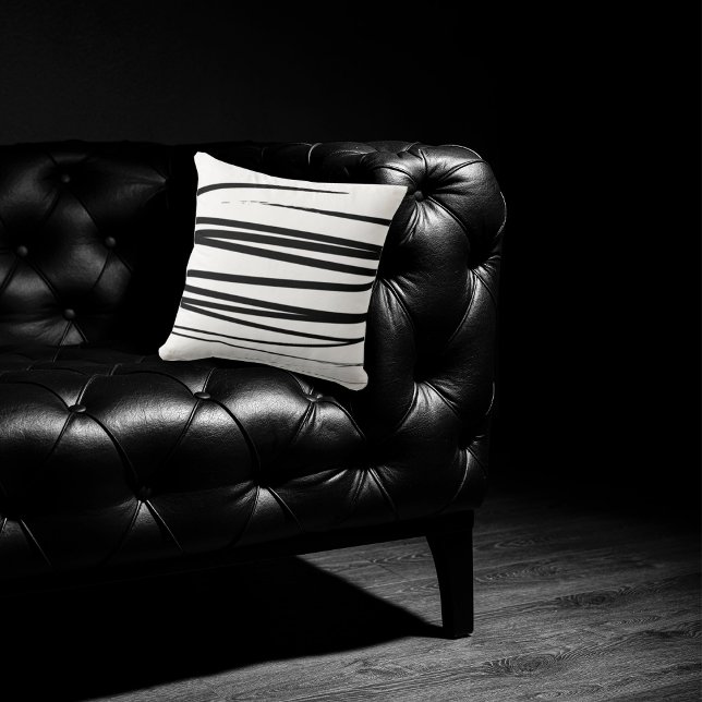 Abstracte kunst met moderne zwarte en witte lijnen kussen (Creator heeft geüpload)