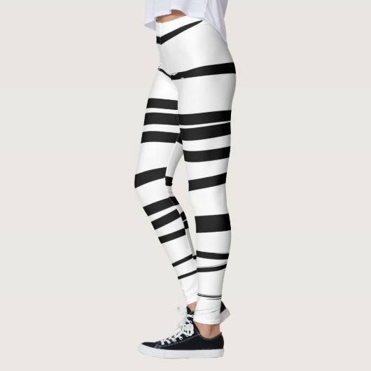 Abstracte kunst met moderne zwarte en witte lijnen leggings (Links)