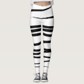 Abstracte kunst met moderne zwarte en witte lijnen leggings (Voorkant)