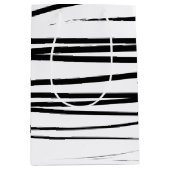 Abstracte kunst met moderne zwarte en witte lijnen medium cadeauzakje (Voorkant)