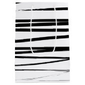 Abstracte kunst met moderne zwarte en witte lijnen medium cadeauzakje (Achterkant)