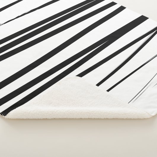 Abstracte kunst met moderne zwarte en witte lijnen sherpa deken (3/4)