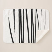 Abstracte kunst met moderne zwarte en witte lijnen sherpa deken (Voorkant (horizontaal))