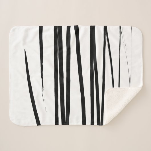 Abstracte kunst met moderne zwarte en witte lijnen sherpa deken (Voorkant (horizontaal))