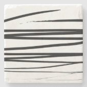 Abstracte kunst met moderne zwarte en witte lijnen stenen onderzetter (Voorkant)