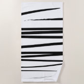 Abstracte kunst met moderne zwarte en witte lijnen strandlaken (Voorkant)