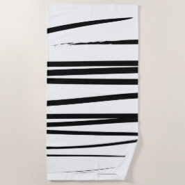 Abstracte kunst met moderne zwarte en witte lijnen strandlaken