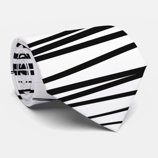 Abstracte kunst met moderne zwarte en witte lijnen stropdas (Opgerold)