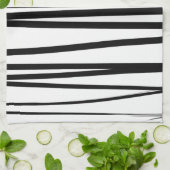 Abstracte kunst met moderne zwarte en witte lijnen theedoek (Gevouwen)