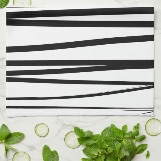 Abstracte kunst met moderne zwarte en witte lijnen theedoek (Gevouwen)