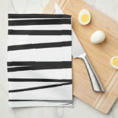 Abstracte kunst met moderne zwarte en witte lijnen theedoek (Quarter Fold)