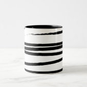 Abstracte kunst met moderne zwarte en witte lijnen tweekleurige koffiemok (Center)