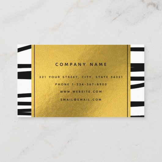 Abstracte kunst met moderne zwarte & goudlijnen visitekaartje (Achterkant)