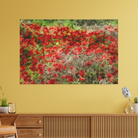 Abstracte kunst met mooie rode bloem canvas afdruk (Insitu (Woonkamer))
