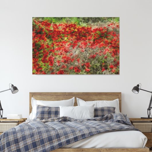 Abstracte kunst met mooie rode bloem canvas afdruk (Insitu (Slaapkamer))