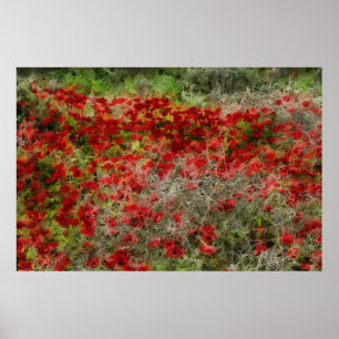 Abstracte kunst met mooie rode bloem poster