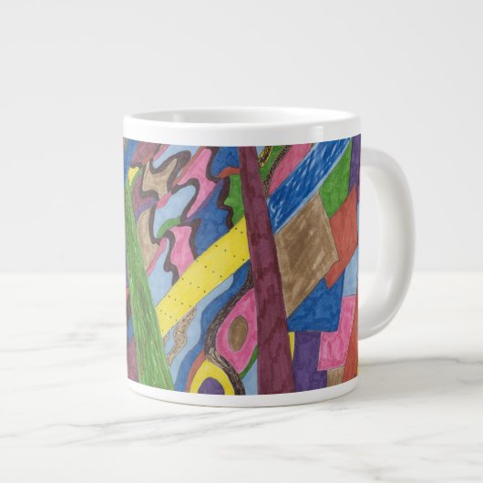 abstracte kunst met mozaïekkruising grote koffiekop (Voorkant rechts)